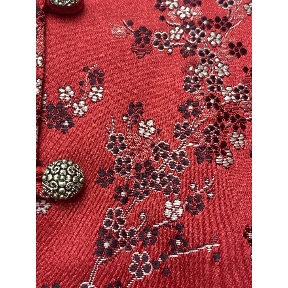Vintage Ruth Norman NY Womens Jacket Medium Kimono Style Red Floral Made USA‎